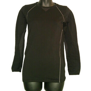 Climate Right by Cuddl Duds Black Long Sleeve Crew Neck Shirt